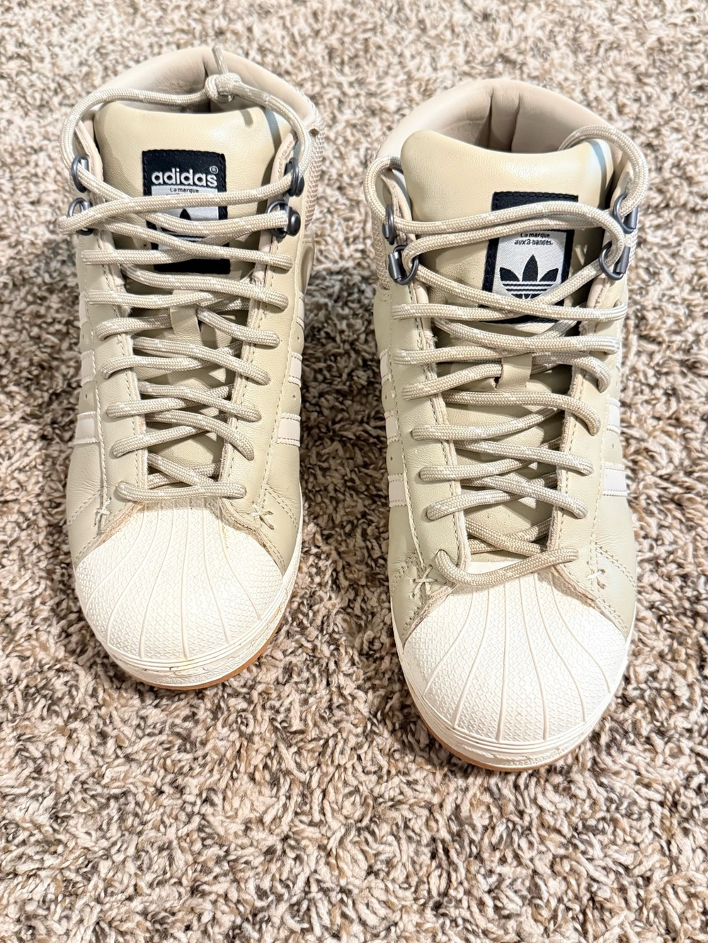 adidas Kids Tan High-Top Shell Toe Sneakers